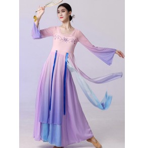 Women Purple Chinese Folk Classical dance Costumes Ancient traditional Classical rhyme dance clothes fairy Hanfu Fan Umbrella dance performance dresses